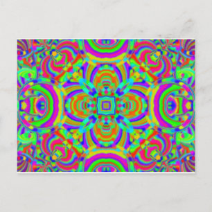 Kaleidoscope pattern neon graphic 1 postcard