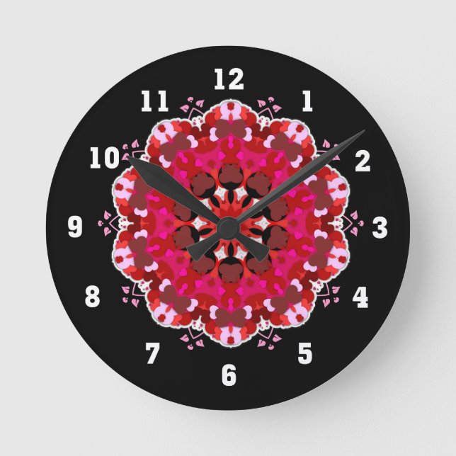 Kaleidoscope Pattern Pattern Design Round Clock (Front)