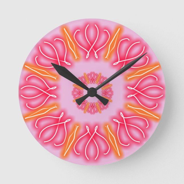 Kaleidoscope Prints Round Clock (Front)