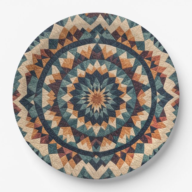 Kaleidoscope Quilt Pattern Paper Plate (Front)