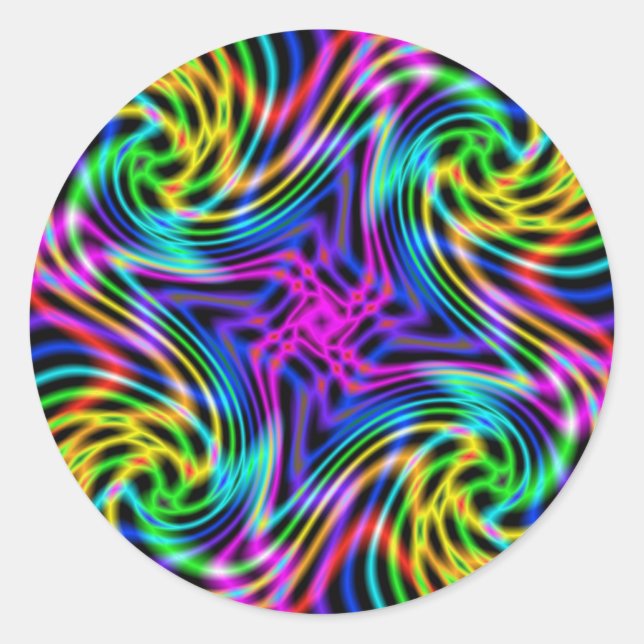 Kaleidoscope Rays Classic Round Sticker (Front)