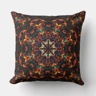 Kaleidoscope red brown locket etched glass style cushion