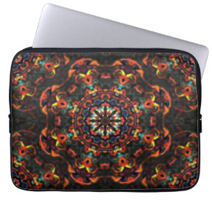 Kaleidoscope red brown locket etched glass style laptop sleeve