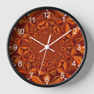 Kaleidoscope Red Digital Art Pattern-67546 Clock