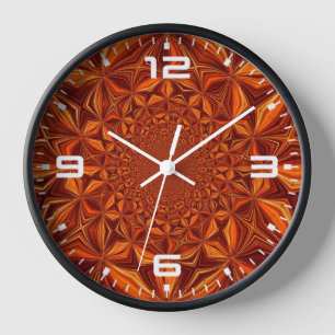 Kaleidoscope Red Digital Art Pattern-67546 Clock