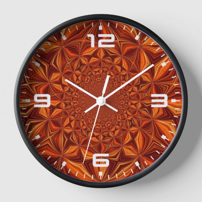 Kaleidoscope Red Digital Art Pattern-67546 Clock (Front)