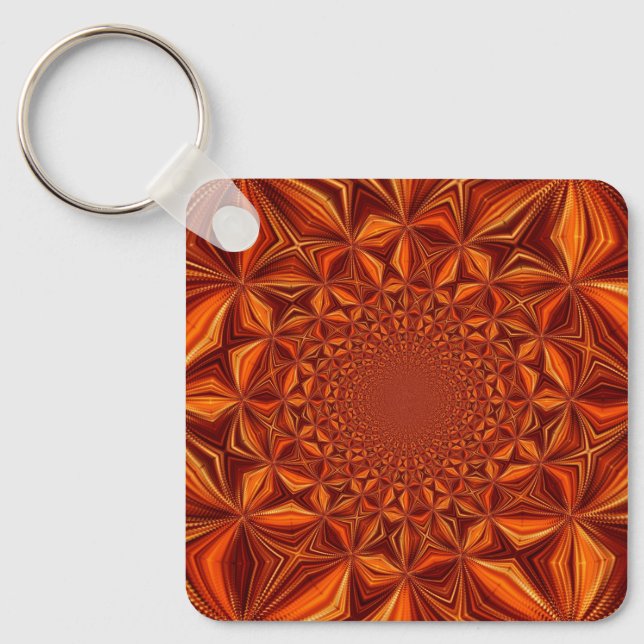 Kaleidoscope Red Digital Art Pattern-67546 Key Ring (Front)