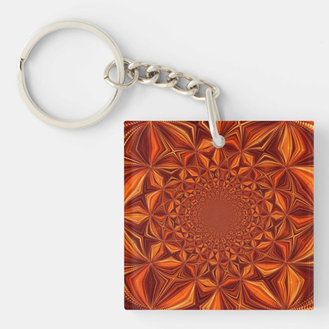 Kaleidoscope Red Digital Art Pattern-67546 Key Ring (Front)