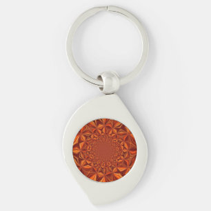 Kaleidoscope Red Digital Art Pattern-67546 Key Ring