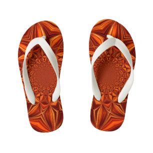 Kaleidoscope Red Digital Art Pattern-67546 Kid's Thongs