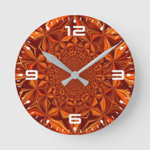 Kaleidoscope Red Digital Art Pattern-67546 Round Clock