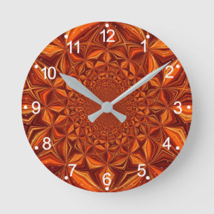 Kaleidoscope Red Digital Art Pattern-67546 Round Clock