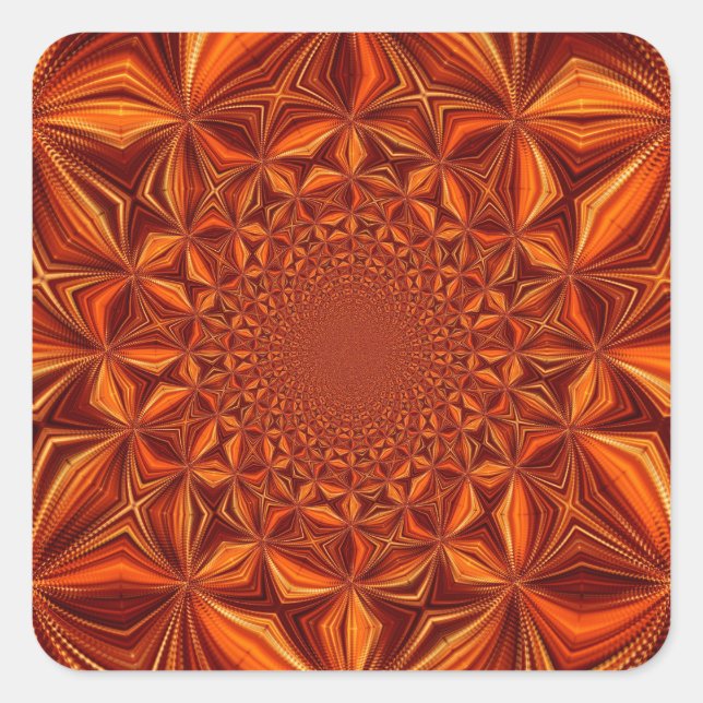 Kaleidoscope Red Digital Art Pattern-67546 Square Sticker (Front)