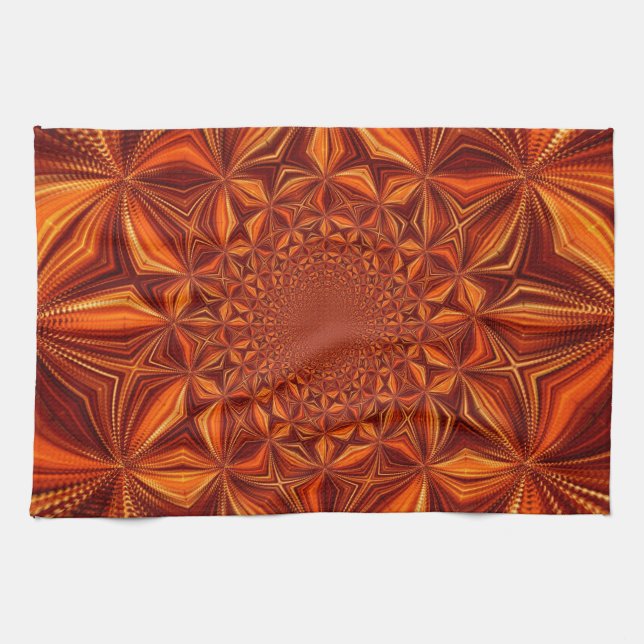 Kaleidoscope Red Digital Art Pattern-67546 Tea Towel (Horizontal)