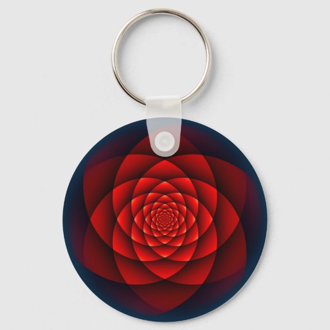 Kaleidoscope ROSE red + your idea Key Ring (Front)