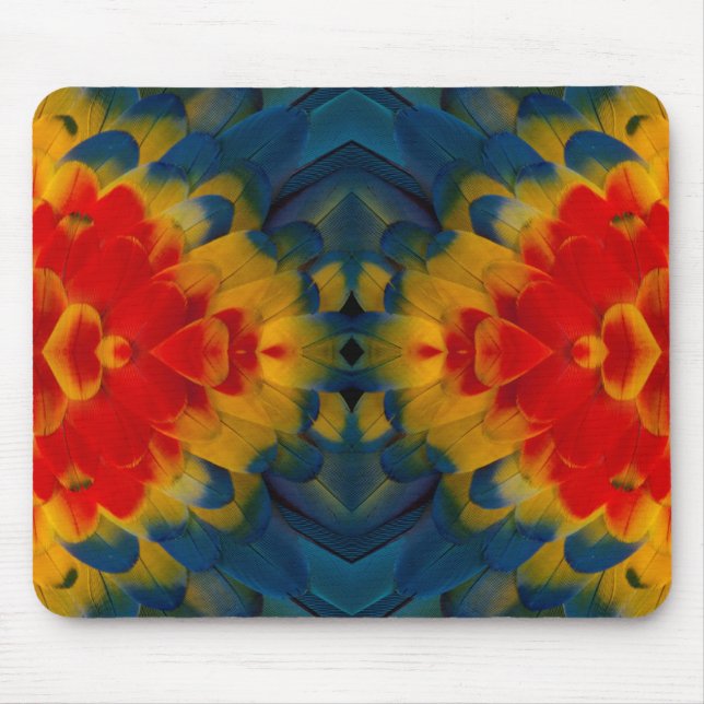 Kaleidoscope Scarlet Macaw design Mouse Pad (Front)
