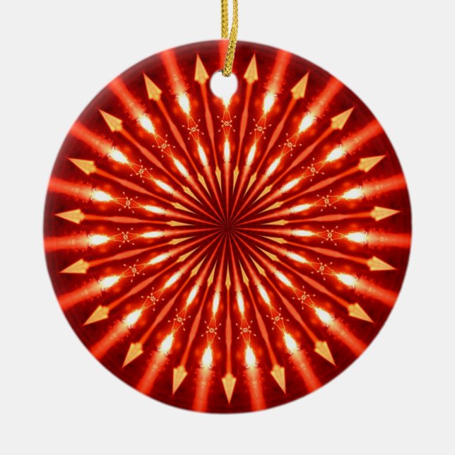 Kaleidoscope series - Flaming Arrows Ceramic Tree Decoration (Front)