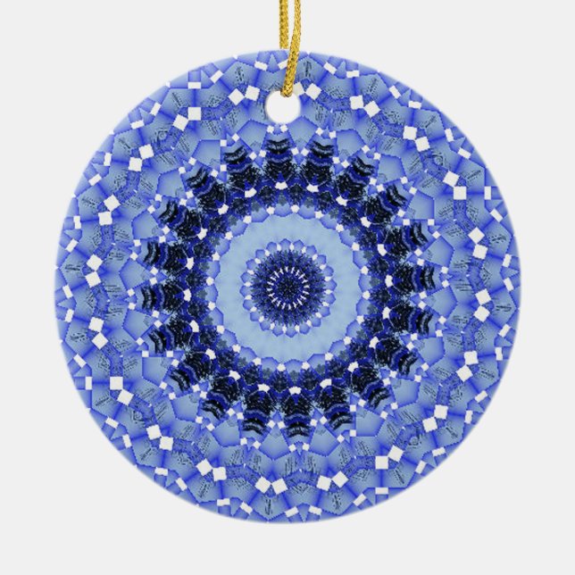 Kaleidoscope series - Winter Snow 1 Ceramic Tree Decoration (Front)