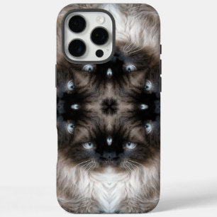 Kaleidoscope Siamese Cat Pattern with Blue Eyes iPhone 16 Pro Max Case