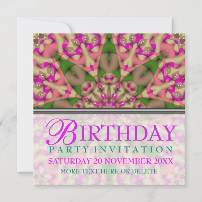 Kaleidoscope Star Birthday Party Invitation (Front)
