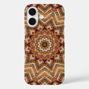 Kaleidoscope Star Mandala Amber Pattern iPhone 16 Case