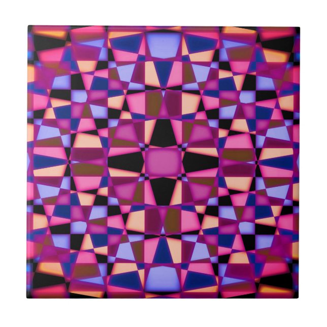 Kaleidoscope star pattern ceramic tile (Front)