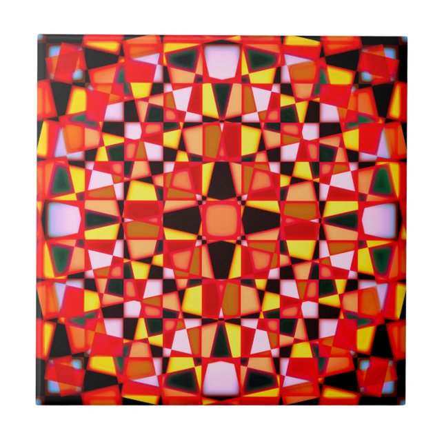 Kaleidoscope star pattern ceramic tile (Front)