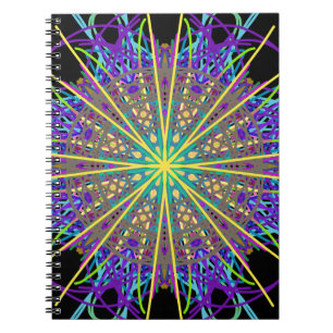 Kaleidoscope Star, Purple Orange Green Art Notebook