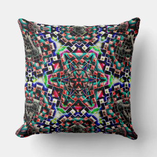 Kaleidoscope style canvas plastic or leather tiled cushion