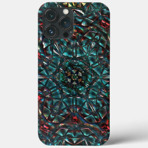 Kaleidoscope style old metal chrome blue green to  iPhone 13 pro max case