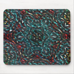 Kaleidoscope style old metal chrome blue green to mouse pad