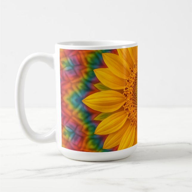 Kaleidoscope Sunflower  Coffee Mug (Left)