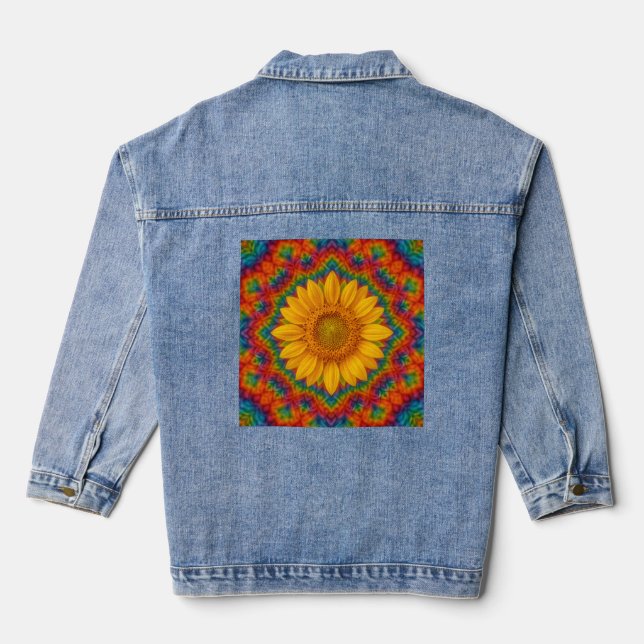 Kaleidoscope Sunflower  Denim Jacket (Back)