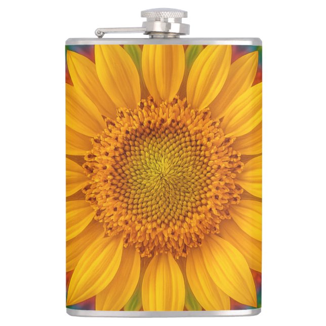 Kaleidoscope Sunflower  Hip Flask (Front)