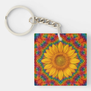 Kaleidoscope Sunflower  Key Ring