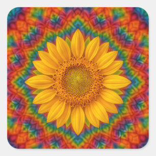 Kaleidoscope Sunflower  Square Sticker