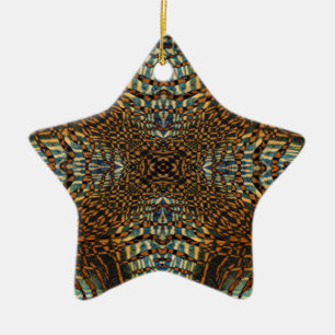 Kaleidoscope tiger fur pattern ceramic ornament