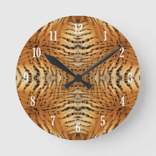 Kaleidoscope Tiger Fur Pattern Round Clock