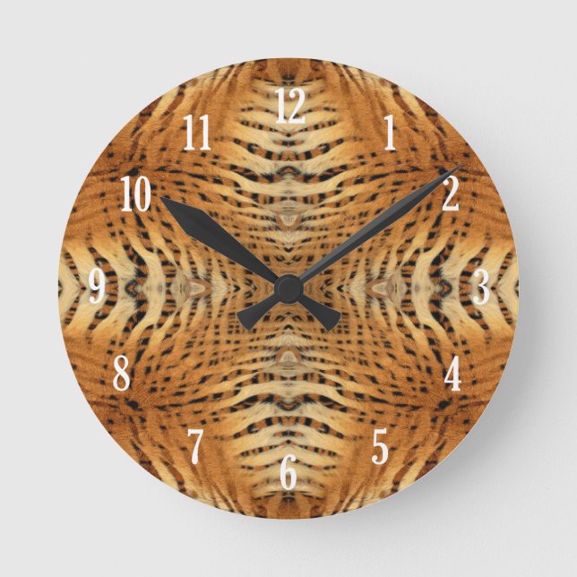 Kaleidoscope Tiger Fur Pattern Round Clock (Front)