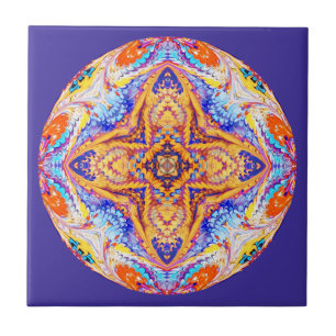 Kaleidoscope Tile in Blue and Gold