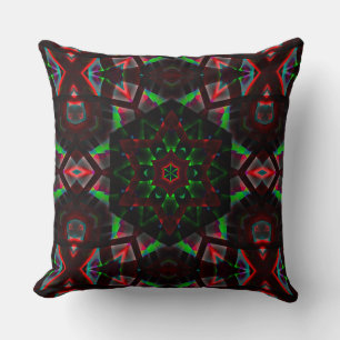 kaleidoscope with hexagon, green and red gradient cushion