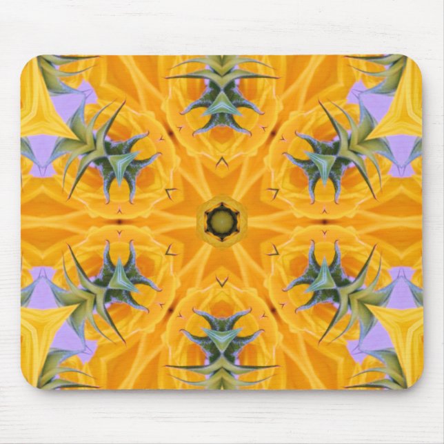 Kaleidoscope Yellow Sunflower Petals Mouse Pad (Front)