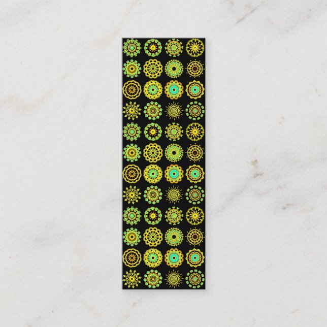 Kaleidoscopic 110714 - 16 Mandalas - on Black Mini Business Card (Front)