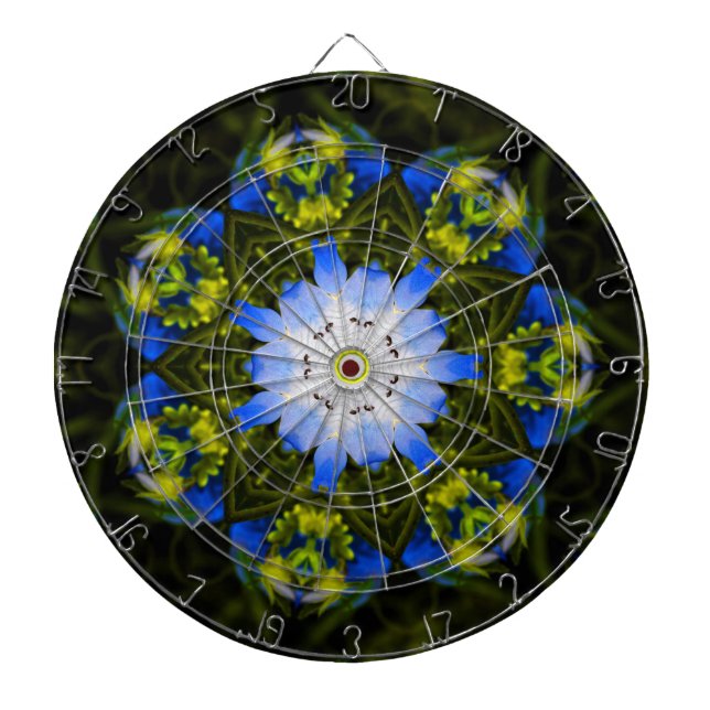 Kaleidoscopic Baby Blue Eyes Spring Flowers Dartboard (Front)