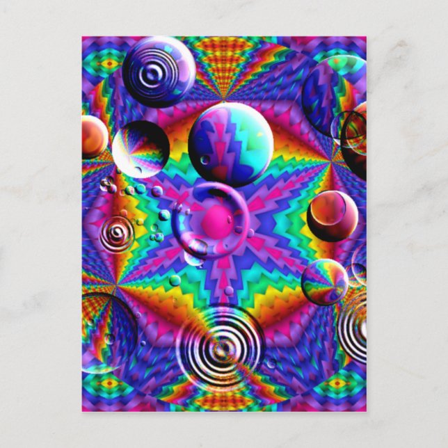 Kaleidoscopic Colours and Bubbles Postcard (Front)