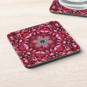 Kaleidoscopic Crimson Dahlia Coaster