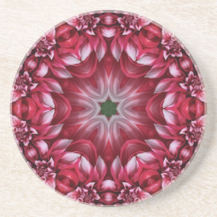 Kaleidoscopic Crimson Dahlia  Coaster