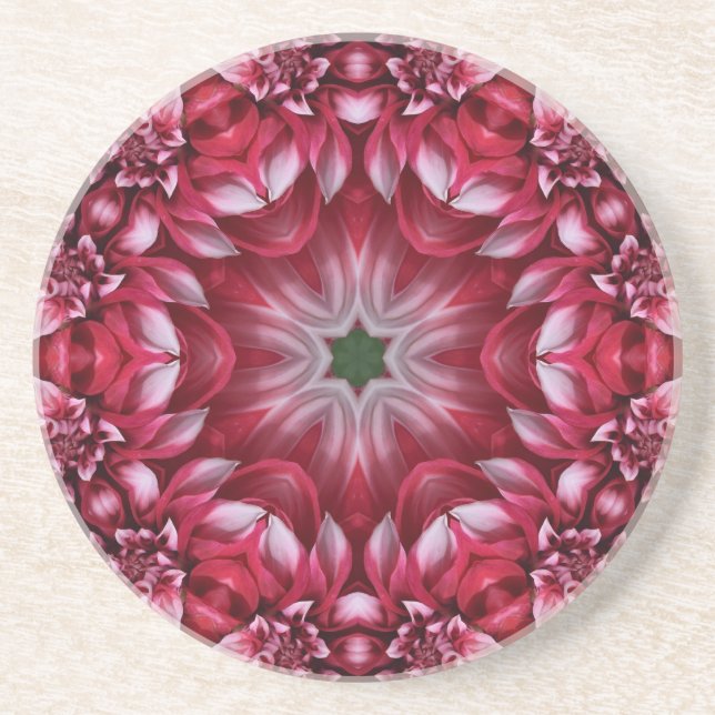 Kaleidoscopic Crimson Dahlia  Coaster (Front)