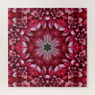 Kaleidoscopic Crimson Dahlia  Jigsaw Puzzle