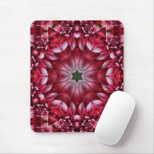 Kaleidoscopic Crimson Dahlia Mouse Pad